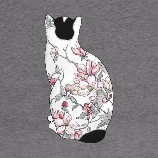 Cat in Apple Blossom Tattoo by runcatrun